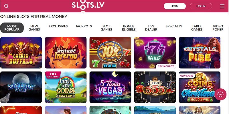 Slots.lv casino lobby (US)